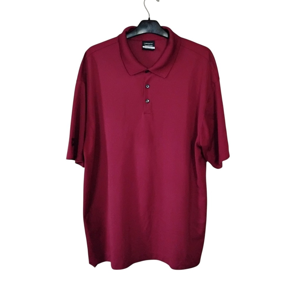 Nike Golf Mens Dri-FIT Polo Shirt Burgundy Red Short Sleeve XL Athletic Tee